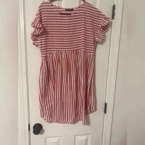 Stripes red petal sleeve dress